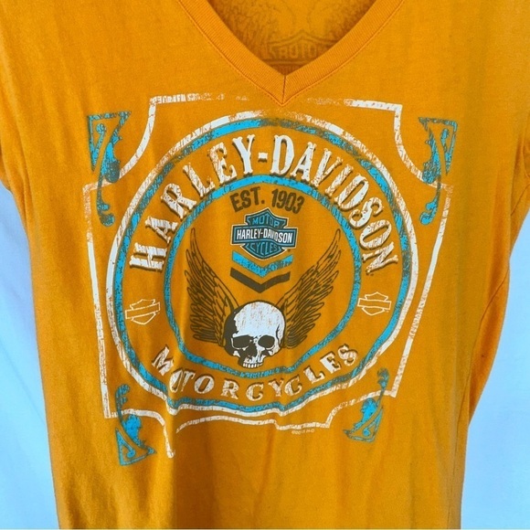 Harley Davidson Women’s Orange Rattlesnake Mountain T Shirt Size S - Picture 2 of 7